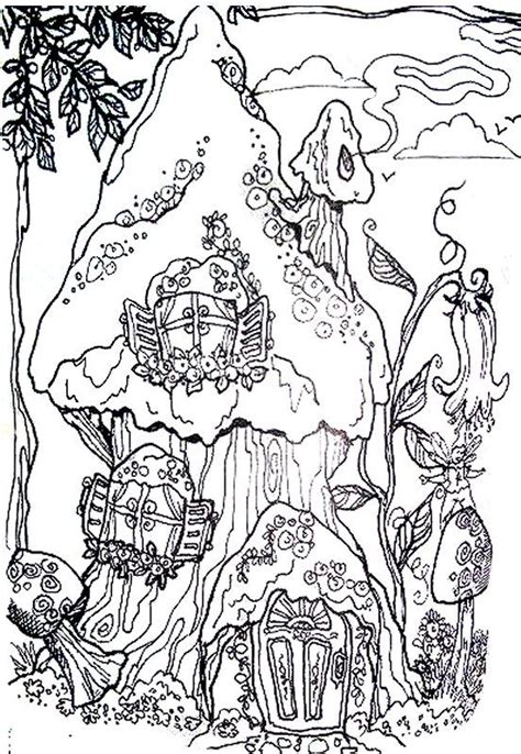 Fairy House Enchanted Forest Coloring Book Coloring Pages Enchanted
