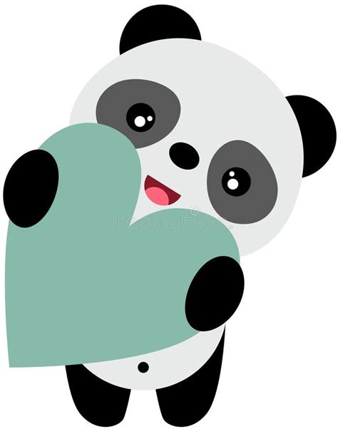 Cute Baby Panda Holding Love Heart Stock Illustrations 273 Cute Baby