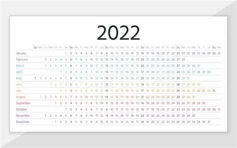 Calendario Lineal 2022 Planificador Horizontal Por Año Plantilla De