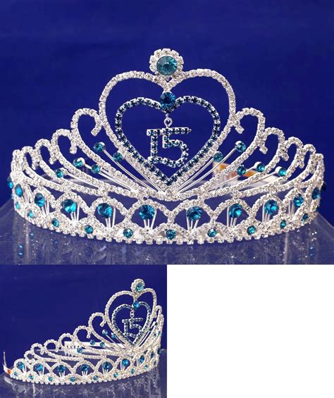 Crowns And Tiaras 155346 Turquoise Silver Quinceanera Tiara Crown