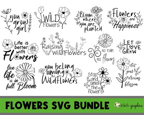Flowers Quotes Svg Wildflowers Quote Bundle Svg Nature Quotes Svg