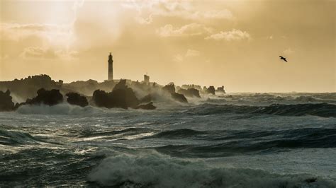 Nature Landscape Coast Rocks Island Clouds Sky Storm Waves Sea