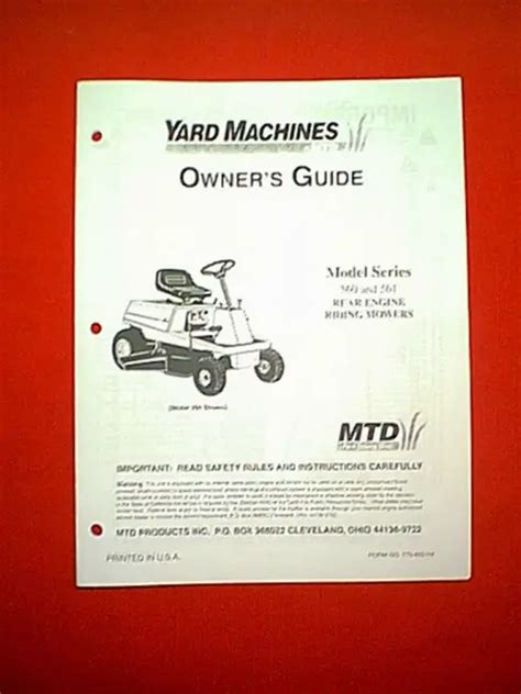 Mtd Yard Man Rear Engine Riding Mower Series 560 Thru 561 Owners