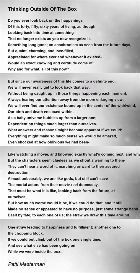 Thinking Outside Of The Box Thinking Outside Of The Box Poem By Patti