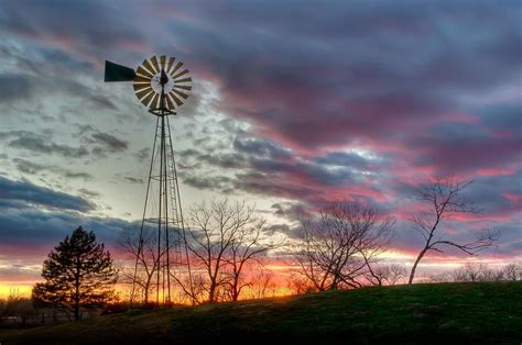 Windmill At Sunset By Charles Ford Windmill Travel Art Sunset