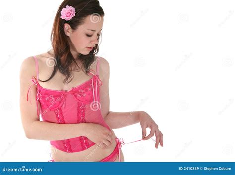 Woman In Lingerie Undressing Stock Image Image Of Hair Pink 2410339