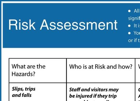 health  safety risk assessment form template