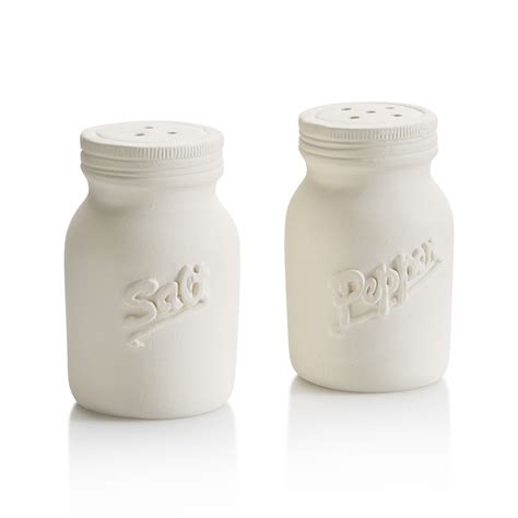 Mason Jar Salt And Pepper Shakers By Gare Leaders In Ceramic Bisque
