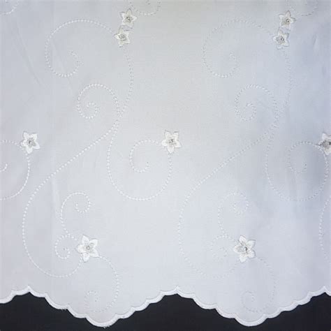 Embroidered Peau De Soie White Sample Gala Fabrics