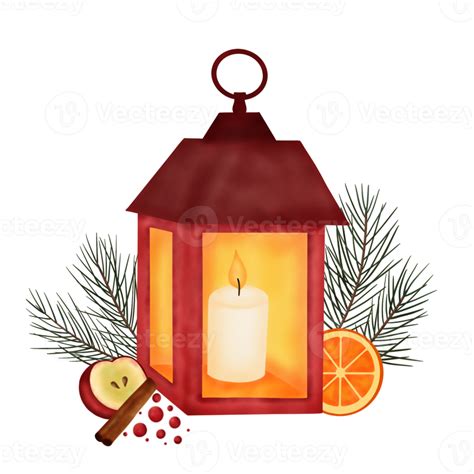 Free Christmas Lantern With Orangeapplecinnamonpine Branches And