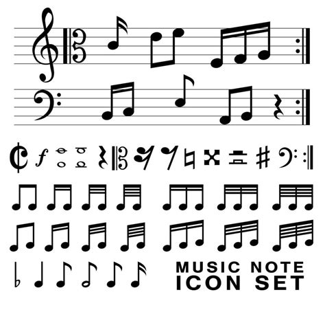 Standard Music Notes Symbol Set Vector 2309613 Vector Art At Vecteezy