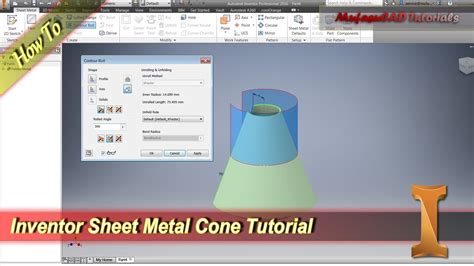 Inventor Sheet Metal Cone Tutorial With Contour Roll Youtube