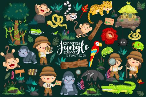 Rainforest Jungle Explorer Clipart Graphic By Inkley Studio · Creative