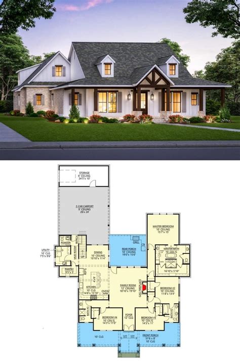 4 Bedroom Two Story Country Farmhouse With Bonus Room Floor Plan Artofit