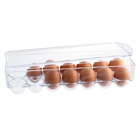 Egg holder for refrigerator with handle and lid 12 eggs tray. Homeries Stackable Egg Tray Holder (Holds 12 Eggs) for ...
