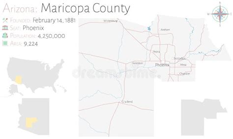 Mapa Del Condado De Maricopa En Arizona Ilustración Del Vector