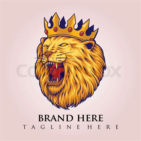 Lion King Crown Logo Mascot Illustrations Stock Vector Colourbox