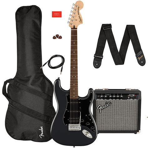 Squier Affinity Strat Hss Pack W Gig Bag And Frontman 15g Charcoal