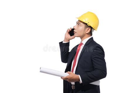 Asian Young Businessman Architect On White Background Stock Image