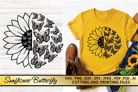 Butterfly Sunflower SVG PNG EPS DXF Files Butterfly SVG (730814