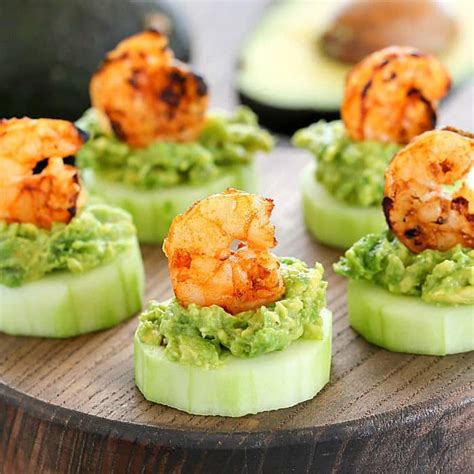 Coconut shrimp is a classic appetizer. Low Carb Avocado Shrimp Cucumber Appetizer - Yummy Healthy Easy