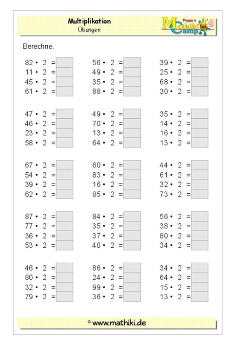 100x100 time tables grid is the matrix based reference sheet is available in printable and downloadable (pdf) format. Multiplikation (Klasse 3) - mathiki.de | Multiplikation ...