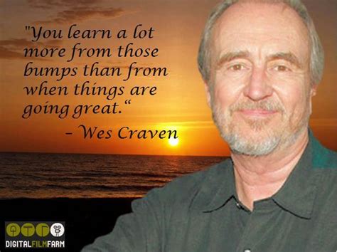 I think the experience of going to a theater and seeing a movie with a lot of aka: "You learn a lot more from those bumps than from when things are going great." - Wes Craven # ...