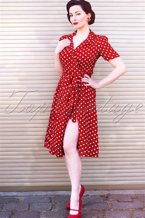 The Seamstress Of Bloomsbury 40s Peggy Wrapover Dress In Red And