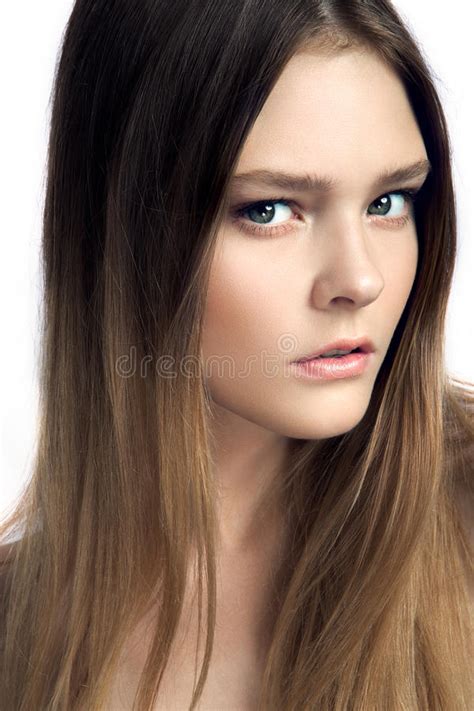 Close Up Studio Portrait Of Beautiful Girl Stock Photo Image Of Hair