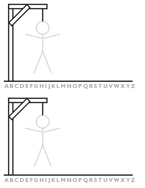 Hangman Word Game Gallows Alphabet And Dotted Stick Figure Hangman