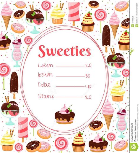 Sweets Menu Or Price List Template Vector Illustration Cartoondealer