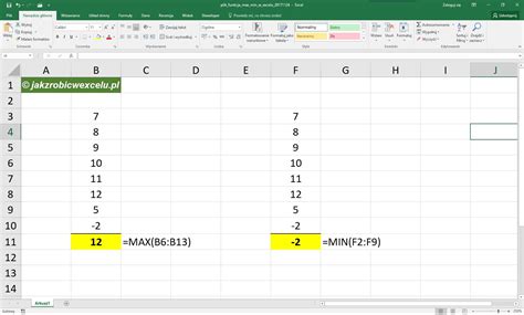 Funkcja Min W Excelu Warto Minimalna Jak Zrobi W Excelu