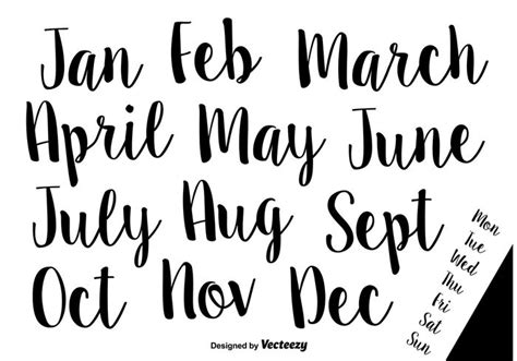 Whilst i always say that at the end of the day, a calligrapher's favorite nibs are a subject of personal preference, there are quite a few that i'd recommend for beginners. Hand-Drawn Calligraphic Vector Names of Months and Weeks ...