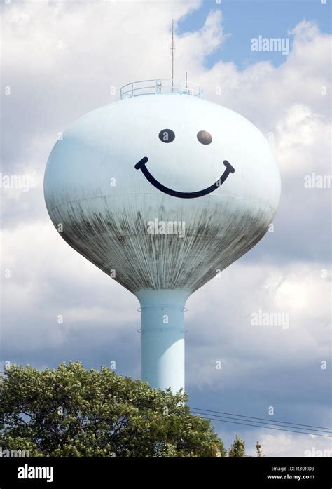 Smiley Face Water Tower In Wells Michigan Stock Photo Alamy