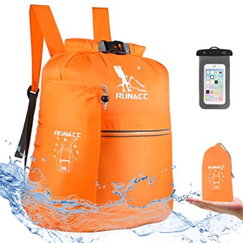 Runacc Waterproof Dry Bag Backpack 20l Floating Dry Sack With Free Waterproof Phone Case For
