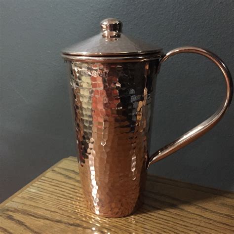 Hammered Copper Pitcher With Lid 125l Capacity 100 Pure Copper