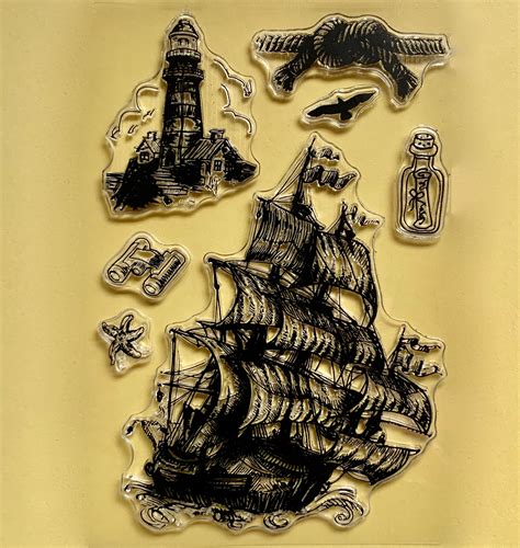 Sea Ship Anchor Nautical Light House Stamp Set Clear Stamp Etsy