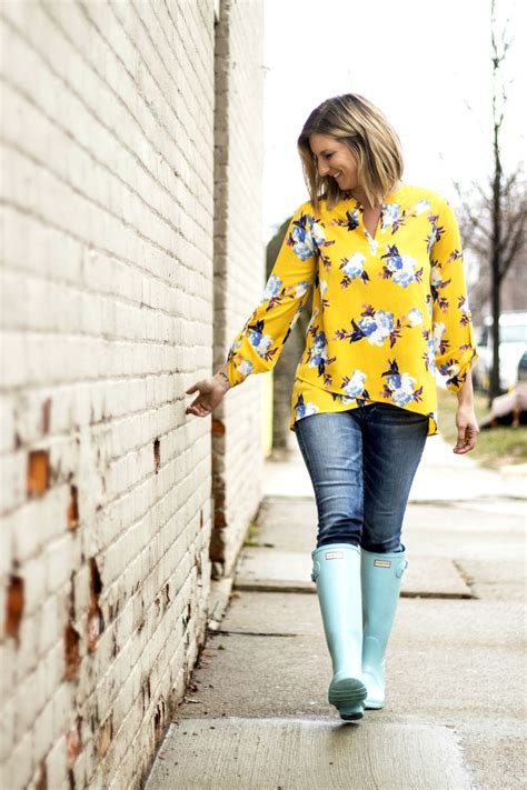 april showers bring rain boot outfits living in yellow rainboots outfit stylish rain