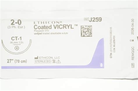Ethicon J259 2 0 Coated Vicryl Stre Ct 1 36mm 12c Taperpoint 27 Inch