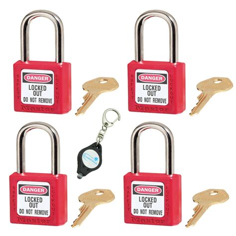 Master Lock 410red Red Zenex Safety Lockout Padlock 4 Pack Keychain