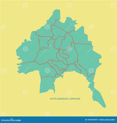 Map Of Kota Bandar Lampung Vector Illustration Decorative Design Stock