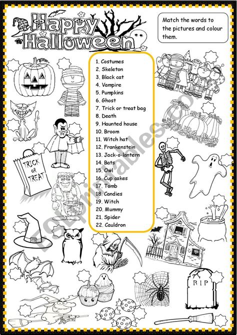 Halloween Matching Activity Esl Worksheet By Spied D Aignel