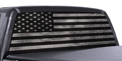 Fgd Brand Truck Rear Window Wrap Black And White Distressed American Flag