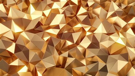 Abstract Golden Fractal Geometric Polygonal Or Lowpoly Style