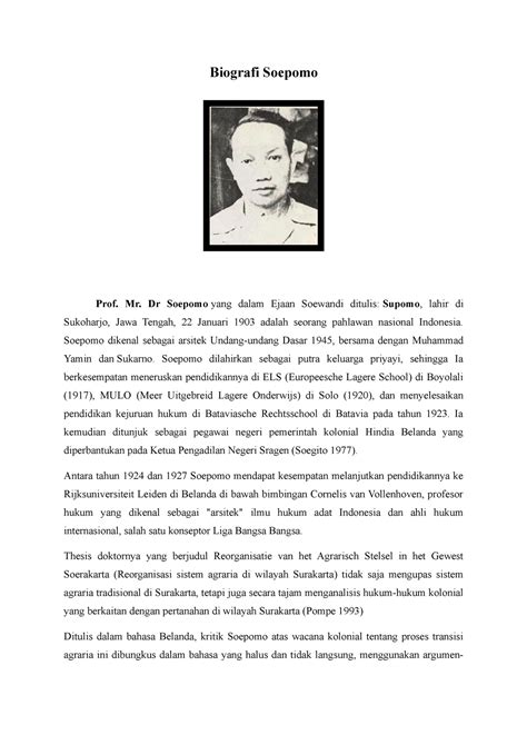 Biografi Soepomo Biografi Soepomo Prof Mr Dr Soepomo Yang Dalam