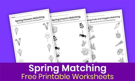 Spring Matching Worksheets For Preschool Active Little Kids
