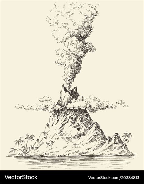 Active Volcano Drawing Volcanic Eruption Vector Image