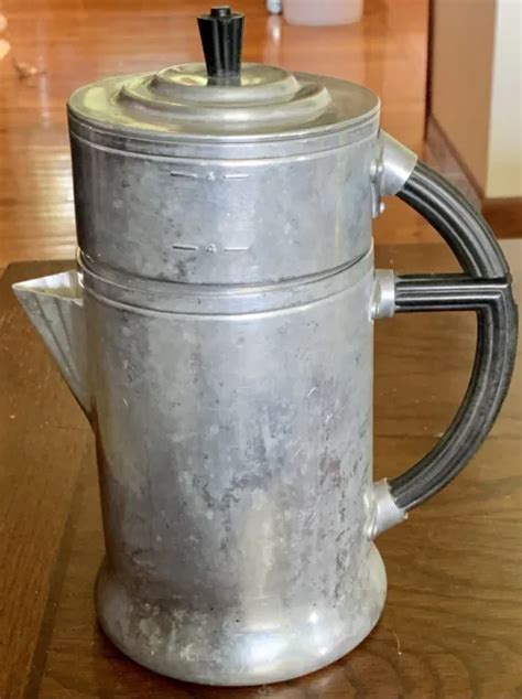 Vintage Wear Ever Drip Coffee Pot No 956 4 6 Cup 1930s Bakelite Handle