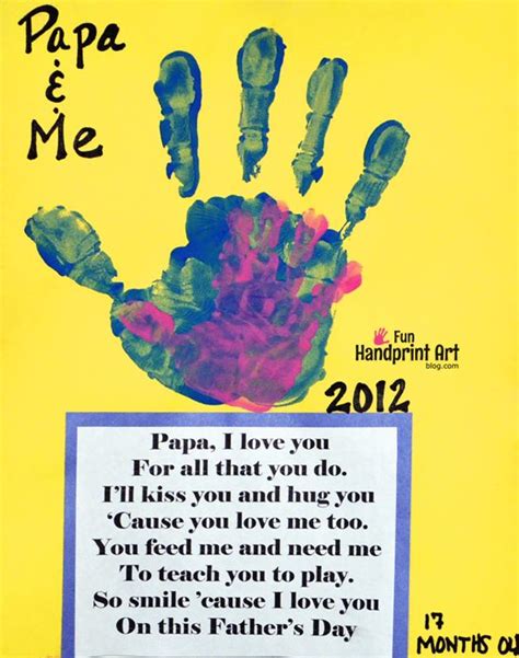 Daddy And Me Handprint Craft With Poem For Fathers Day