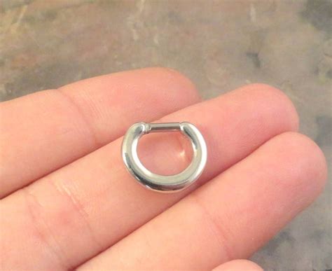 14 Or 16 Gauge Silver Septum Ring Clicker Bull Ring Nose Daith
